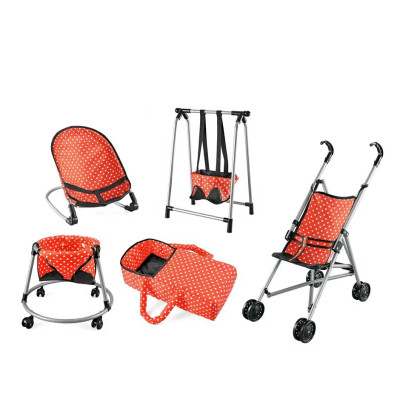 Игровой набор для пупса или куклы 5 в 1 коляска, качели, шезлонг, стульчик, люлька cs6860