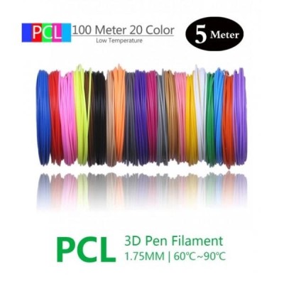 Пластик для 3D-ручок PCL 1,75 мм 100м 20 кольорів по 5 метрів