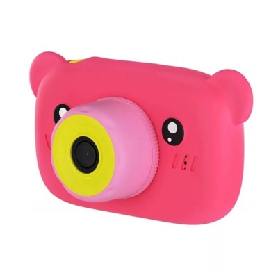 Дитячий цифровий фотоапарат ведмедик X-500 3в1 фото відео камера та ігри рожевий