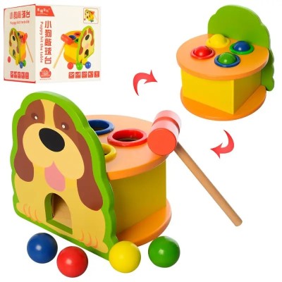 Деревянная игрушка Стучалка шарики 4шт, молоток MD1548