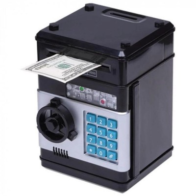 Детская копилка сейф с кодовым замком банкомат Number Bank чёрный