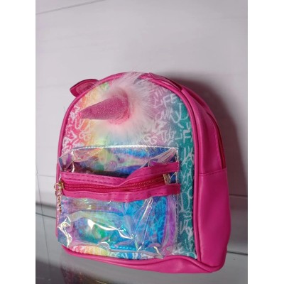 Детский рюкзак 22х18х10см розовый с рогом