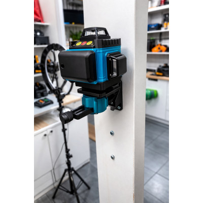 Лазерный уровень нивелир Laser Level 4D 2 аккумулятора 16 линий зеленый луч в кейсе синий