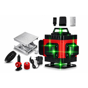 Лазерний рівень нівелір Laser Level 4D 2 акумулятори 16 ліній зелений промінь у кейсі червоний