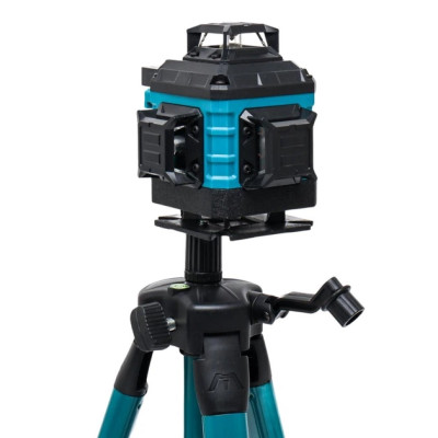 Лазерный уровень нивелир Laser Level 4D 2 аккумулятора 16 линий зеленый луч со штативом в кейсе синий
