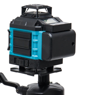 Лазерный уровень нивелир Laser Level 4D 2 аккумулятора 16 линий зеленый луч со штативом в кейсе синий