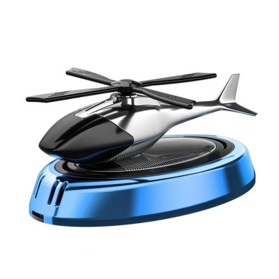 Автомобильный ароматизатор вертолет с раздувом на солнечной панели с жидкостью + многоразовая пропитка "океан"