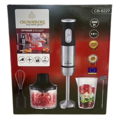 Блендер Crownberg-Cb-6227 5 в 1 миксер, измельчитель со стаканом черный