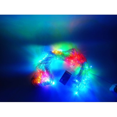 Гирлянда 320 LED ламп ШТОРА ВОДОПАД Прозрачный провод разноцветное свечение 3Mх3M 165-CL174RGB
