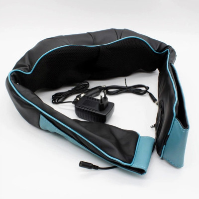 Массажер роликовый Massager of neck kneading Shiatsu для шеи, спины и всего тела с подогревом чёрно-синий