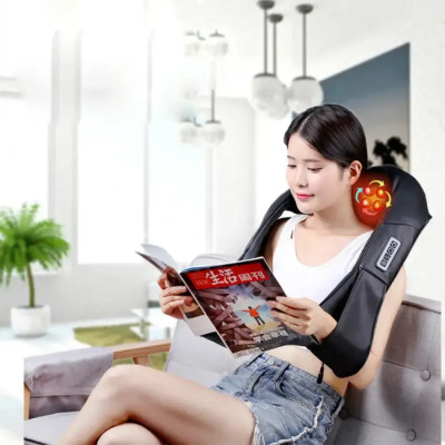 Массажер роликовый Massager of neck kneading Shiatsu для шеи, спины и всего тела с подогревом чёрный