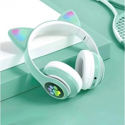 Беспроводные наушники Bluetooth Cat VZV-23M с подсветкой мятный