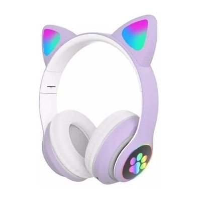Бездротові навушники Bluetooth Cat VZV-23M з підсвічуванням фіолетовий
