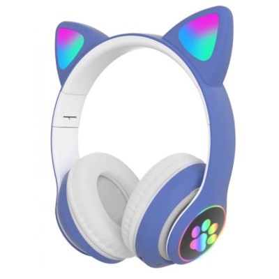 Беспроводные наушники Cat Ear VZV-23M Bluetooth с подсветкой синий