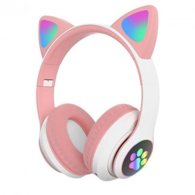 Беспроводные наушники Cat Ear VZV-23M Bluetooth с подсветкой розовый
