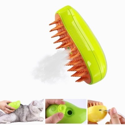 Паровая массажная щетка для животных  Pet Brush с функцией влажного вычесывания зеленая