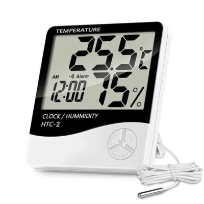 Термометр-гігрометр бездротовий з годинником та виносним датчиком HTC-2