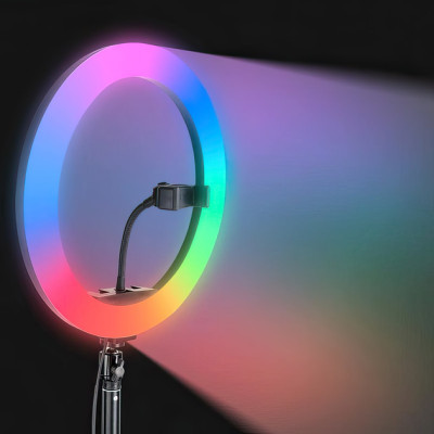 Набор блогера LED лампа RGB MJ-30 30 см + штатив 2.1м + держатель для телефона для фото и видео