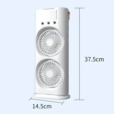 Міні-кондиціонер Mini Fan Double 3в1 RGB зволожувач повітря, вентилятор, нічник акумуляторний + пульт ДУ