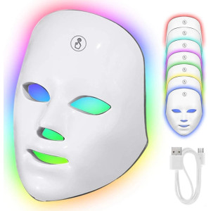Косметологическая LED-маска для микротоковой фототерапии, лифтинга и омоложения кожи лица, 7 цветовых режимов