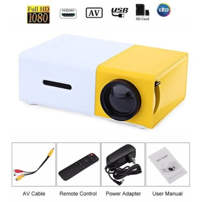 Портативный мини проектор с динамиком YG-300 EDITION PRO LED Full HD жёлто-белый