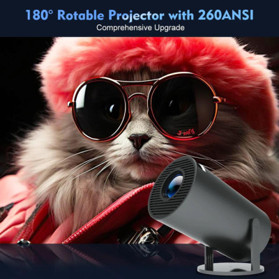 Портативный мини проектор Projector HY300 Ultra HD 4K до 130 дюймов, HDMI, поддержка Android и iOS, Bluetooth 5.0, Wi-Fi 6, мультимедийный домашний кинотеатр black