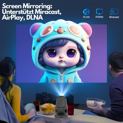 Портативный мини проектор Projector HY300 Ultra HD 4K до 130 дюймов, HDMI, поддержка Android и iOS, Bluetooth 5.0, Wi-Fi 6, мультимедийный домашний кинотеатр black