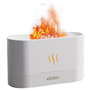 Увлажнитель воздуха ночник с имитацией пламени FLAME 7 цветов для эфирного масла аромадиффузор белый