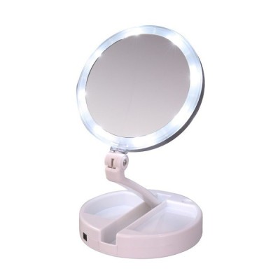 Зеркало косметическое 10x Fold Away Mirror XW-803 с подсветкой и органайзером