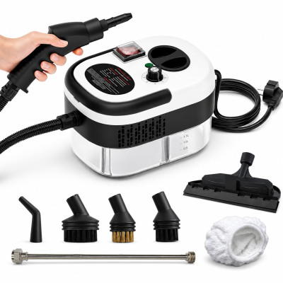 Пароочиститель Steam Cleaner 2000Вт отпариватель 6 насадок бело-чёрный