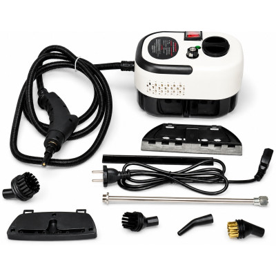 Пароочиститель Steam Cleaner 2000Вт отпариватель 6 насадок бело-чёрный