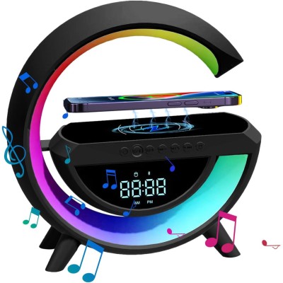 Настільна смарт лампа нічник PMV 3401-RGB Rainbow з Bluetooth колонкою бездротова зарядка FM радіо чорний