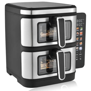 Мультипечь Rainberg RB-2331 2 чаши, многофункциональный аэрогриль 15л, фритюрница, аэрофритюрница серебристый