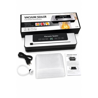 Вакуумный упаковщик для продуктов Vacuum Sealer LL-368 120Вт вакууматор ручной с резаком чёрно-белый