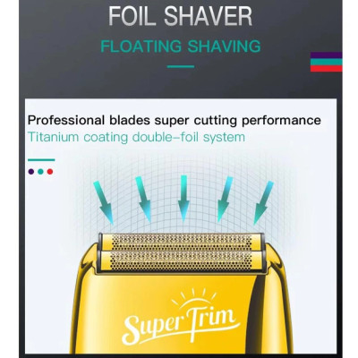 Электробритва шейвер VGR V-332 двоное лезвие 2 насадки золотисто-чёрный