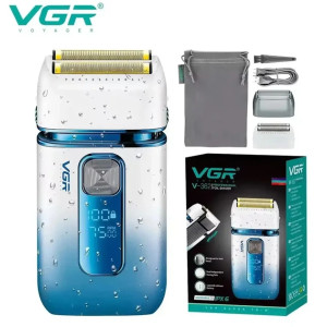 Электробритва шейвер VGR V-362 двоное лезвие бело-синий