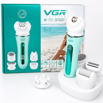 Эпилятор Vgr V-751 5 в 1 бело-зеленый