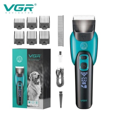 Машинка для стрижки тварин VGR V-208 для грумінгу для собак та кішок чорно-блакитний