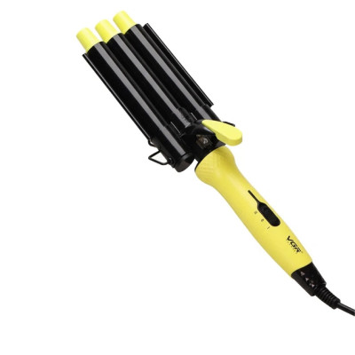 Плойка щипцы для волос тройная VGR V-595 три пальца волна чёрно-жёлтый