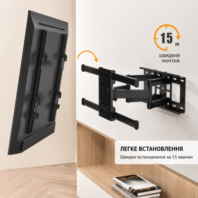 Крепление кронштейн поворотный для телевизора и монитора настенное BONTEC CT-135B 32-85 до 60 кг