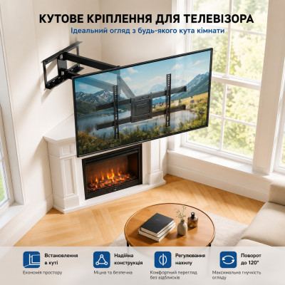 Крепление кронштейн поворотный для телевизора и монитора настенное BONTEC CT-139M 32-75 длинный полный ход, выдвижное до 103,9 см