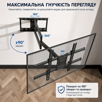 Крепление кронштейн поворотный для телевизора и монитора настенное BONTEC CT-139M 32-75 длинный полный ход, выдвижное до 103,9 см