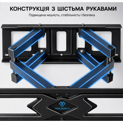 Крепление кронштейн поворотный для телевизора и монитора настенное Perlegear psmfk4 26-65 выдвижное до 45кг