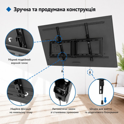 Крепление кронштейн для телевизора и монитора настенное BONTEC 118MB 37-85 до 60 кг