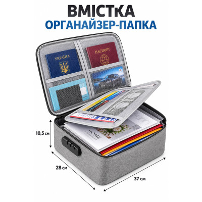 Сумка-органайзер для документов, водонепроницаемый чехол с замком, папка формата А4, для сертификатов и бумаг, для дома, офиса и путешествий, чёрный