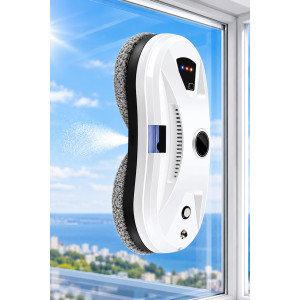 Робот для мойки окон умный с пультом ДУ Germatic W14S мойщик стеклоочиститель оконный пылесос щетка для мойки окон, зеркал, плитки, витрин, кафеля бело-черный