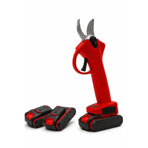 Секатор кусторез садовый аккумуляторный 21V 2 АКБ электрический портативный электросекатор, садовые ножницы в кейсе красный