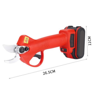 Секатор кусторез садовый аккумуляторный 21V 2 АКБ электрический портативный электросекатор, садовые ножницы в кейсе красный