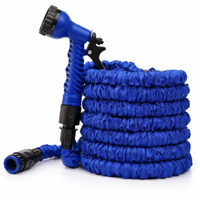 Шланг садовый для полива X-Hose Pro с насадкой распылителем 7 режимов, растягивается 60м синий