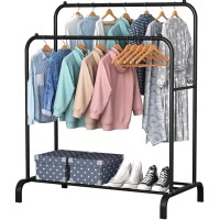 Подвійна стійка вішалка для одягу та взуття Loft Rack TW-608 сталева підлогова з полицею Black